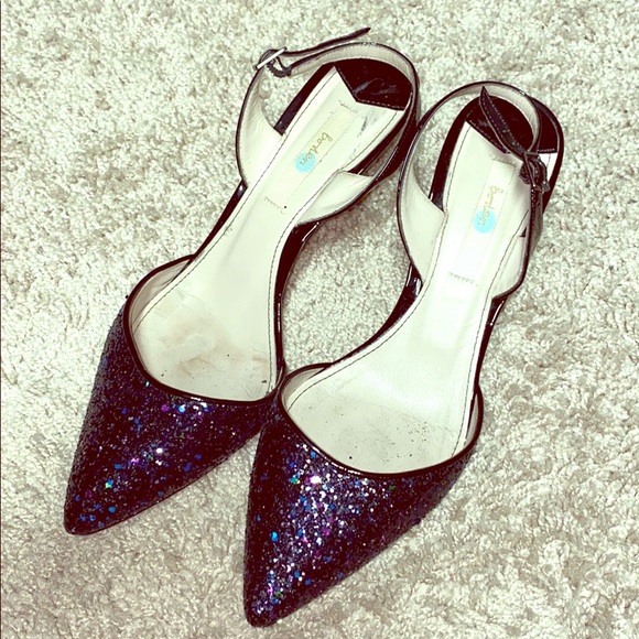 black glitter kitten heels
